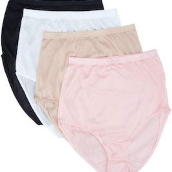 Breezies Set 4 100% Nylon Full-Brief Panties Seashell Pink L NEW A351085 Breezies Set 4 100% Nylon Full-Brief Panties Seashell Pink L NEW A351085